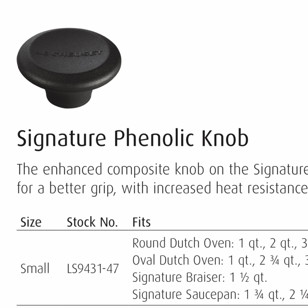 Le Creuset Phenolic/Bakelite Replacement Signature Knob - black